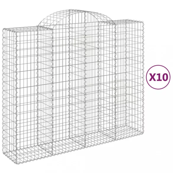10 db íves horganyzott vas gabion kosár 200x50x160/180 cm