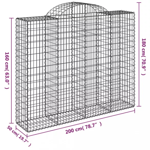 13 db íves horganyzott vas gabion kosár 200x50x160/180 cm