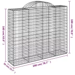 25 db íves horganyzott vas gabion kosár 200x50x160/180 cm