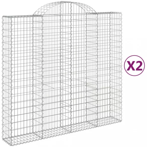 2 db íves horganyzott vas gabion kosár 200x50x180/200 cm