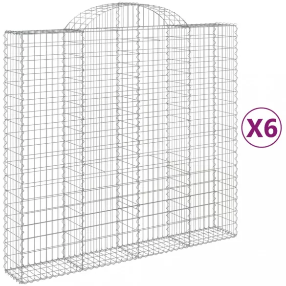 6 db íves horganyzott vas gabion kosár 200x50x180/200 cm