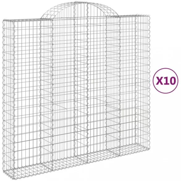 10 db íves horganyzott vas gabion kosár 200x50x180/200 cm