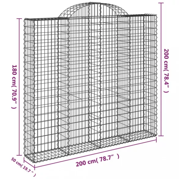 10 db íves horganyzott vas gabion kosár 200x50x180/200 cm