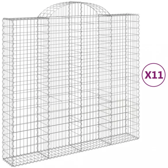 11 db íves horganyzott vas gabion kosár 200x50x180/200 cm