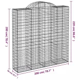 3 db íves horganyzott vas gabion kosár 200x50x200/220 cm