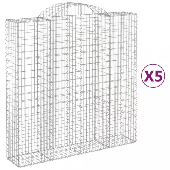 5 db íves horganyzott vas gabion kosár 200x50x200/220 cm