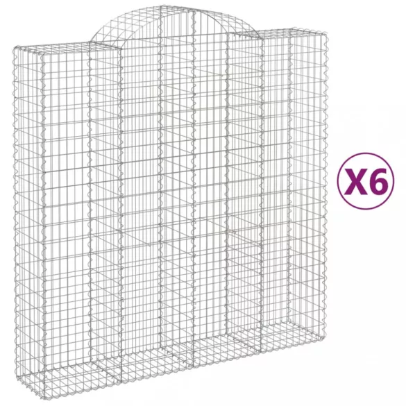 6 db íves horganyzott vas gabion kosár 200x50x200/220 cm