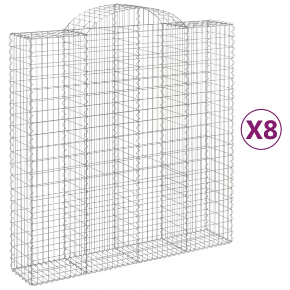 8 db íves horganyzott vas gabion kosár 200x50x200/220 cm