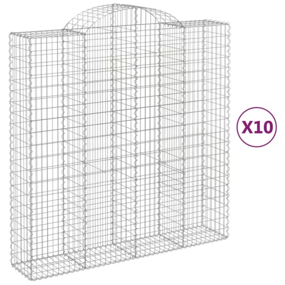 10 db íves horganyzott vas gabion kosár 200x50x200/220 cm