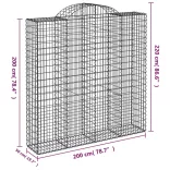 10 db íves horganyzott vas gabion kosár 200x50x200/220 cm