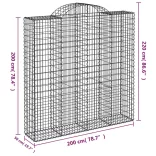 11 db íves horganyzott vas gabion kosár 200x50x200/220 cm