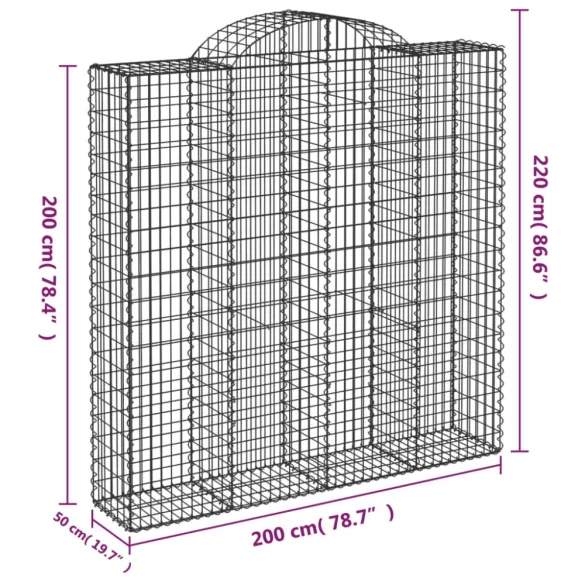 11 db íves horganyzott vas gabion kosár 200x50x200/220 cm