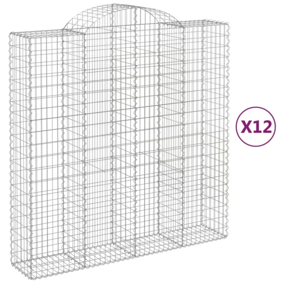 12 db íves horganyzott vas gabion kosár 200x50x200/220 cm
