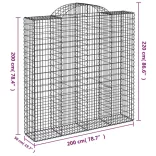 12 db íves horganyzott vas gabion kosár 200x50x200/220 cm