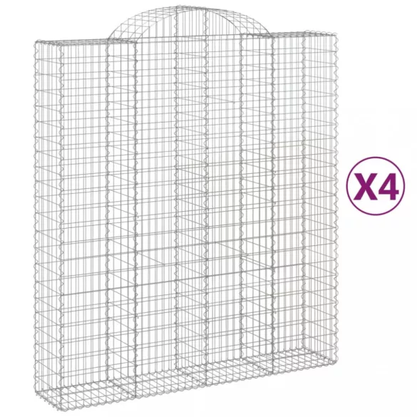 4 db íves horganyzott vas gabion kosár 200x50x220/240 cm