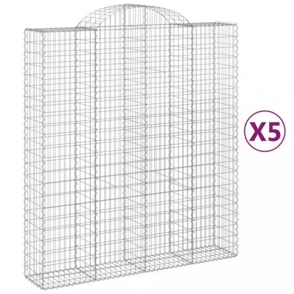 5 db íves horganyzott vas gabion kosár 200x50x220/240 cm