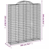 6 db íves horganyzott vas gabion kosár 200x50x220/240 cm