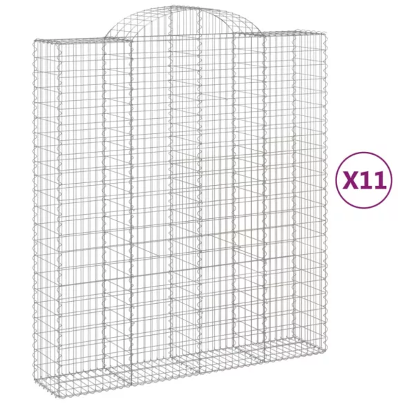 11 db íves horganyzott vas gabion kosár 200x50x220/240 cm
