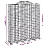 11 db íves horganyzott vas gabion kosár 200x50x220/240 cm