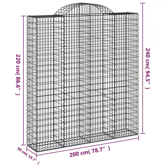 13 db íves horganyzott vas gabion kosár 200x50x220/240 cm