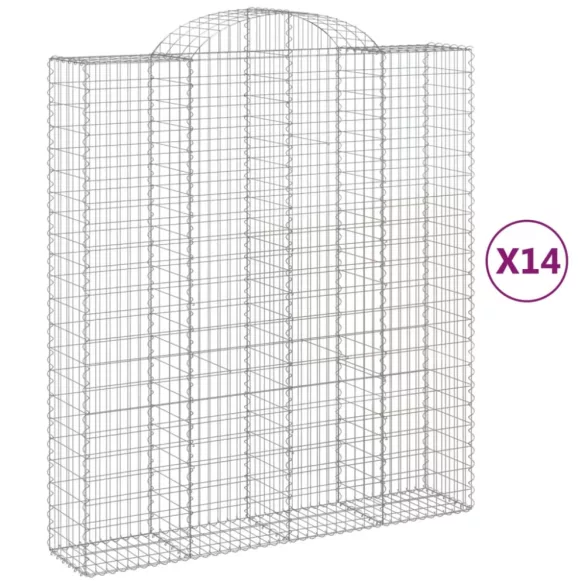 14 db íves horganyzott vas gabion kosár 200x50x220/240 cm