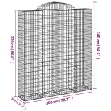 14 db íves horganyzott vas gabion kosár 200x50x220/240 cm