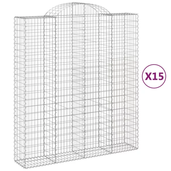 15 db íves horganyzott vas gabion kosár 200x50x220/240 cm