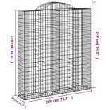 15 db íves horganyzott vas gabion kosár 200x50x220/240 cm