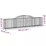 6 db íves horganyzott vas gabion kosár 300x30x60/80 cm