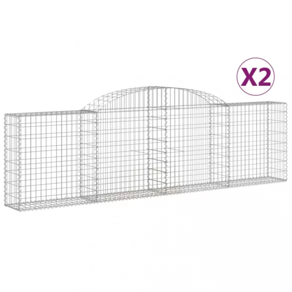 2 db íves horganyzott vas gabion kosár 300x30x80/100 cm