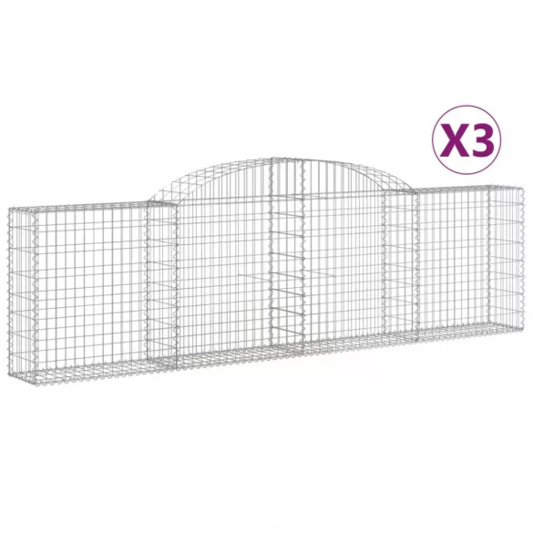 3 db íves horganyzott vas gabion kosár 300x30x80/100 cm