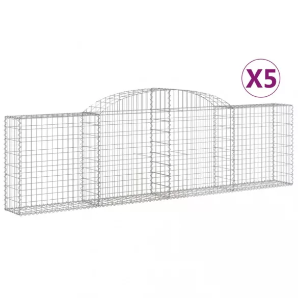 5 db íves horganyzott vas gabion kosár 300x30x80/100 cm