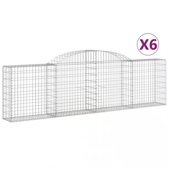 6 db íves horganyzott vas gabion kosár 300x30x80/100 cm