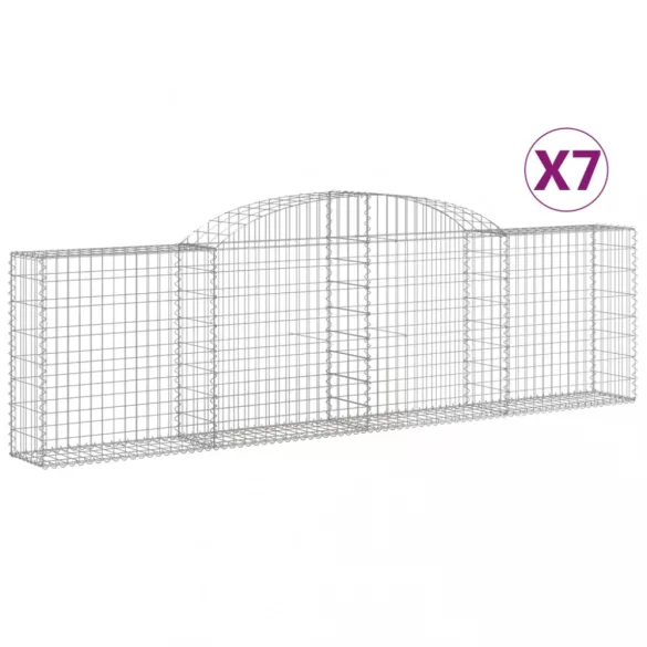 7 db íves horganyzott vas gabion kosár 300x30x80/100 cm