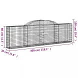 7 db íves horganyzott vas gabion kosár 300x30x80/100 cm