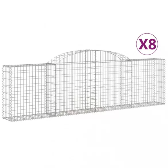 8 db íves horganyzott vas gabion kosár 300x30x80/100 cm