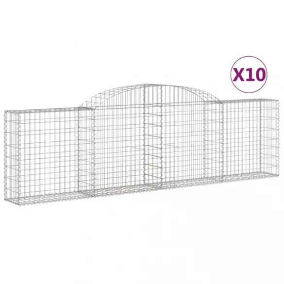 10 db íves horganyzott vas gabion kosár 300x30x80/100 cm