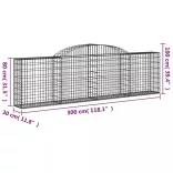 11 db íves horganyzott vas gabion kosár 300x30x80/100 cm