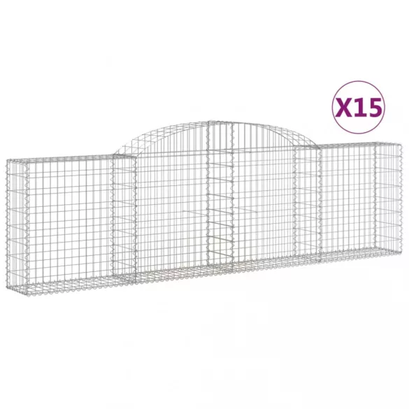 15 db íves horganyzott vas gabion kosár 300x30x80/100 cm