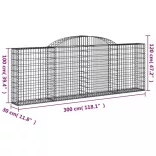 2 db íves horganyzott vas gabion kosár 300 x 30 x 100/120 cm