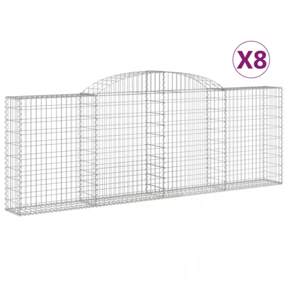 8 db íves horganyzott vas gabion kosár 300 x 30 x 100/120 cm