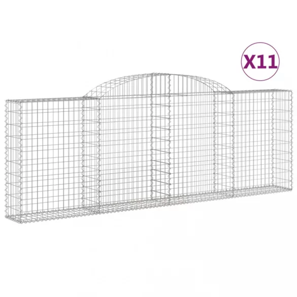 11 db íves horganyzott vas gabion kosár 300 x 30 x 100/120 cm
