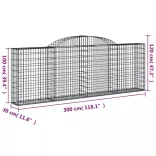 13 db íves horganyzott vas gabion kosár 300 x 30 x 100/120 cm