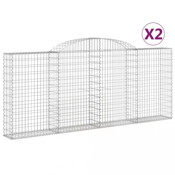 2 db íves horganyzott vas gabion kosár 300x30x120/140 cm