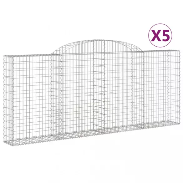 5 db íves horganyzott vas gabion kosár 300x30x120/140 cm