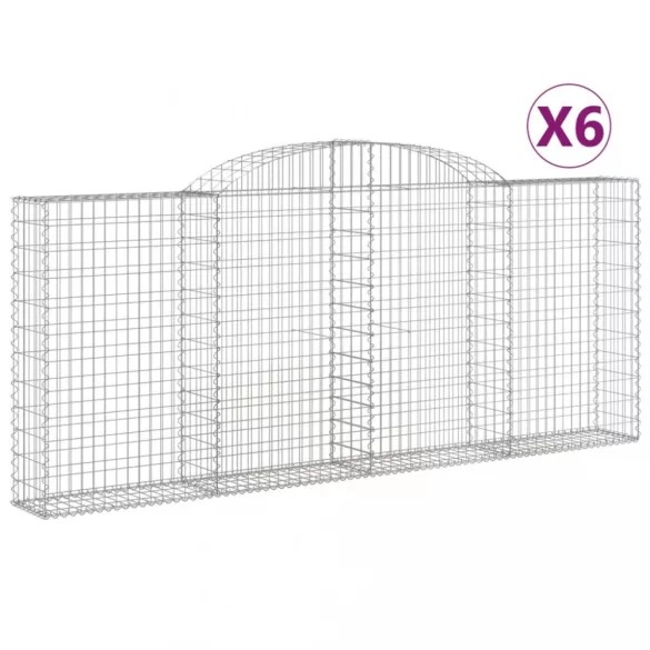 6 db íves horganyzott vas gabion kosár 300x30x120/140 cm