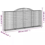 6 db íves horganyzott vas gabion kosár 300x30x120/140 cm