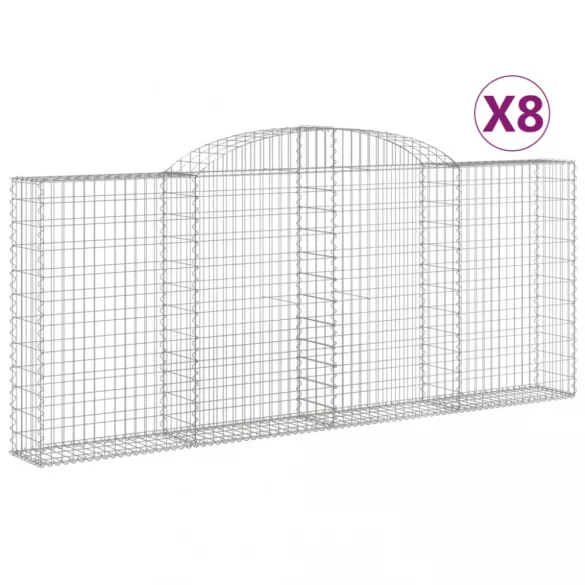 8 db íves horganyzott vas gabion kosár 300x30x120/140 cm