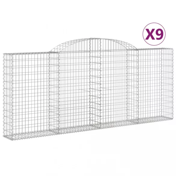 9 db íves horganyzott vas gabion kosár 300x30x120/140 cm
