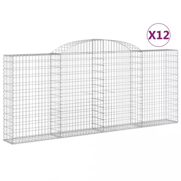 12 db íves horganyzott vas gabion kosár 300x30x120/140 cm
